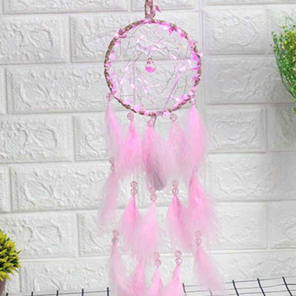 

romantic led light dromenvanger dreamcatcher wind chimes wall hanging gift party handmade wedding decoration colorful feathers1