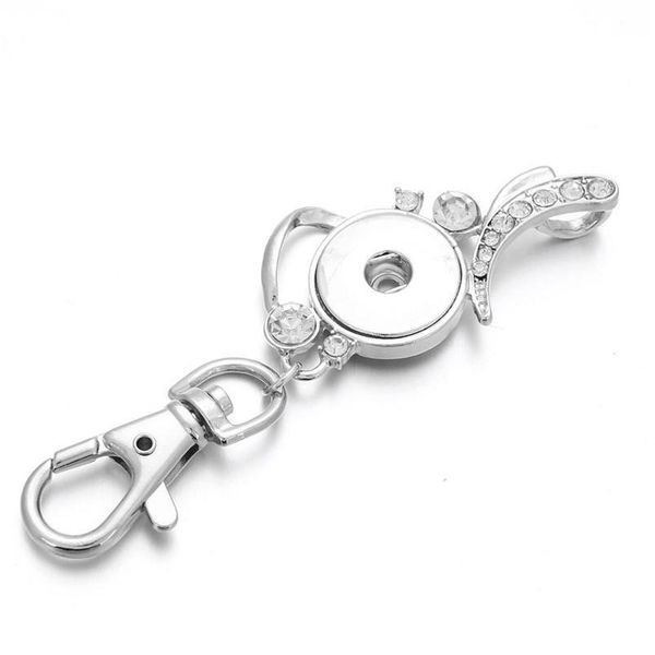 

new snap jewelry 18mm crystal snap button keychains keyring pendant layard for women gi qylydm, Silver