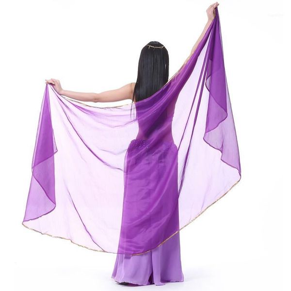 

belly dance scarf shawl stage performance light texture half circle veils professional women 100d chiffon1, Black;red