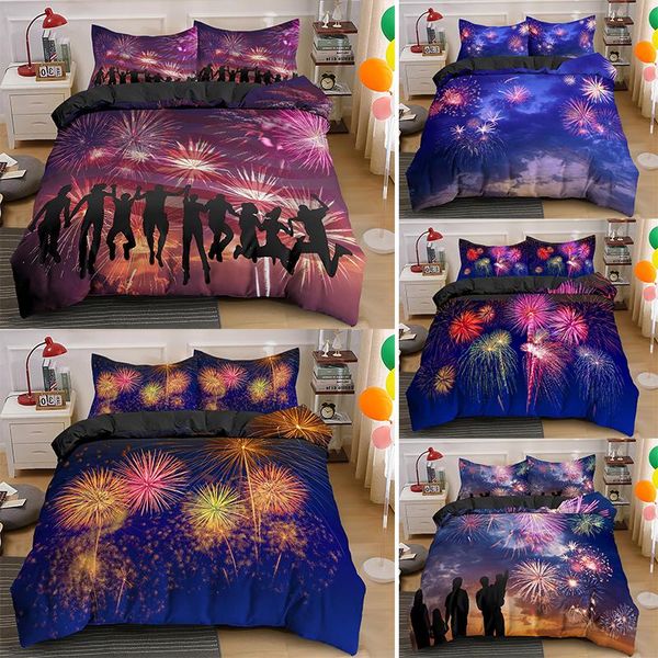 

bedding sets fashion 3d fireworks digital printing pattern duvet cover comforter with pillowcase 2/3 pcs bed set eu/au/us/uk