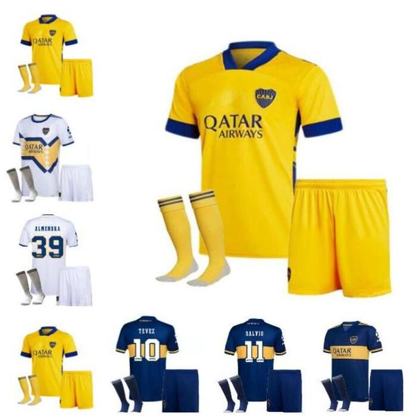 

80th 20 21 third boca juniors bombonera soccer jerseys 2020 2021 carlitos perez de rossi tevez pavon football shirt men kids kits uniform, Black;yellow