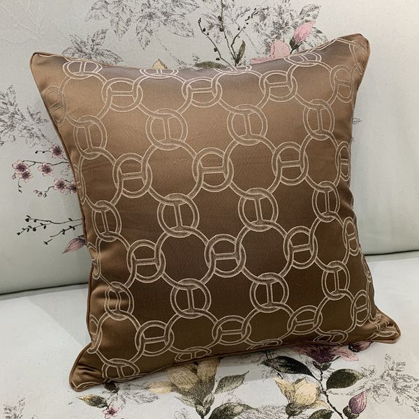 

luxurious fashion brown circle chain geometric woven cushion cover decorative home sofa chair pillow case 45x45cm 1pc/lot