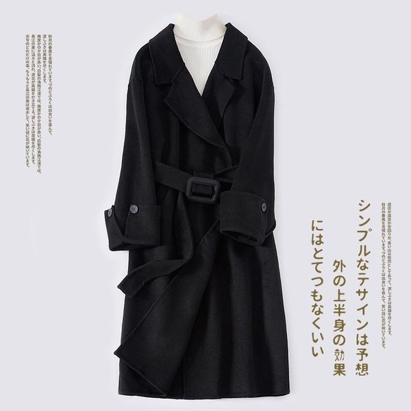 

a yu kubin new double-sided cashmere coat in autumn and winter 2020, Black