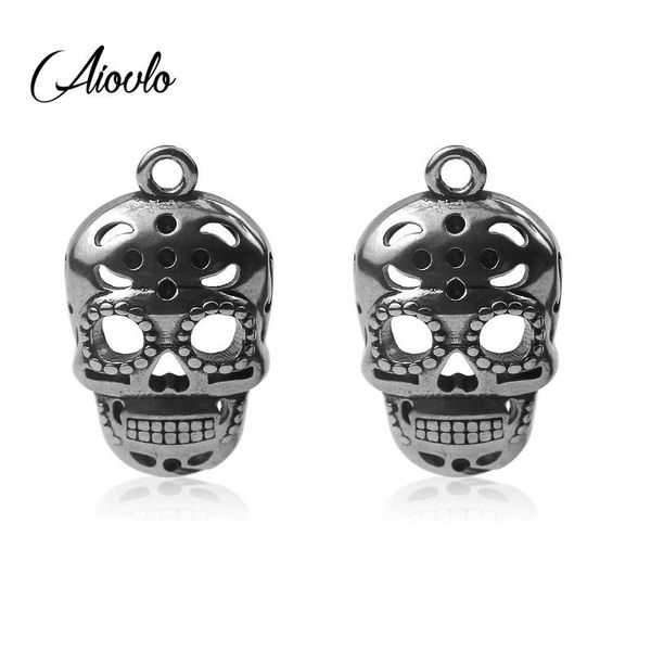 

aiovlo 5pcs lot stainless steel retro skull pendant charms for diy necklace findings crafts halloween jewelry making accessories jllzdt, Bronze;silver
