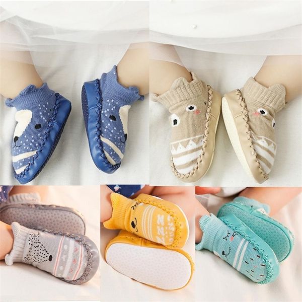 

1 x fashion baby socks with rubber soles autumn winter clothes socks shoes anti slip sole soft infant sock 1-2 years old kid y201009, Pink;yellow