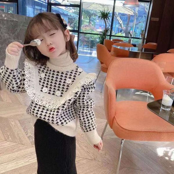 

new pullover 2020 girls' autumn sweater and winter children's base shirt, Blue