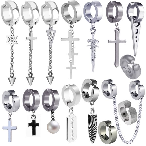 

irregular triangle long chain link earring for men rock the coolest conch hoop without piercing jewelry, Golden