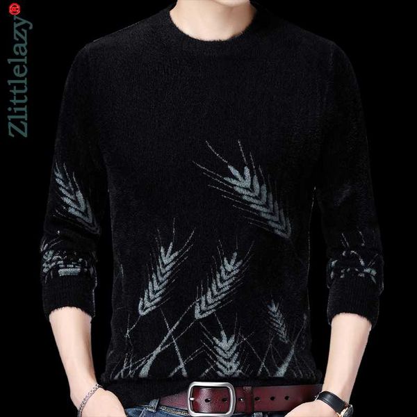 

men's sweaters 2021 casual knitted thick mink sweater men pullover clothing fashion wheat clothes knit winter warm mens pullovers 1906, White;black