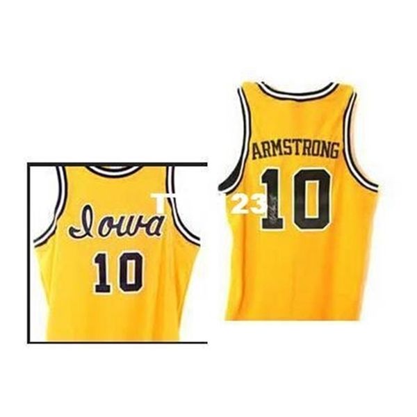 

vintage 121 #10 b.j. armstrong iowa hawkeyes college jersey yellow,black or customize any number 121 stitched jersey