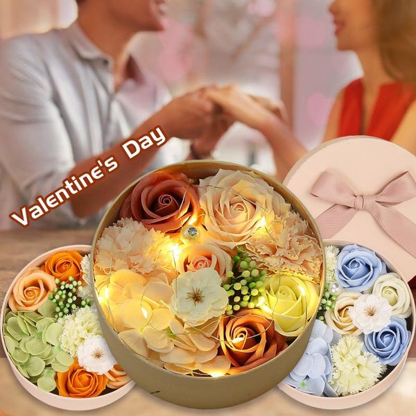 

decorative flowers & wreaths 1pc delicate soap flower small round box unique bouquet arrangement gift valentine's day christmas for gir