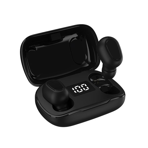 

wholesale l21pro tws wireless headphone bluetooth earphone cellphone earbuds v5.0 nfc stereo earbud led display touch control 350mah headset