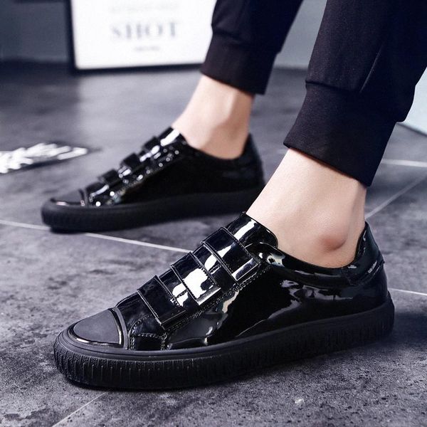 

men's shoes black leather casual male fashion flat loafers luxury brogues footwear outdoors hook loop office leisure shoes #1w24