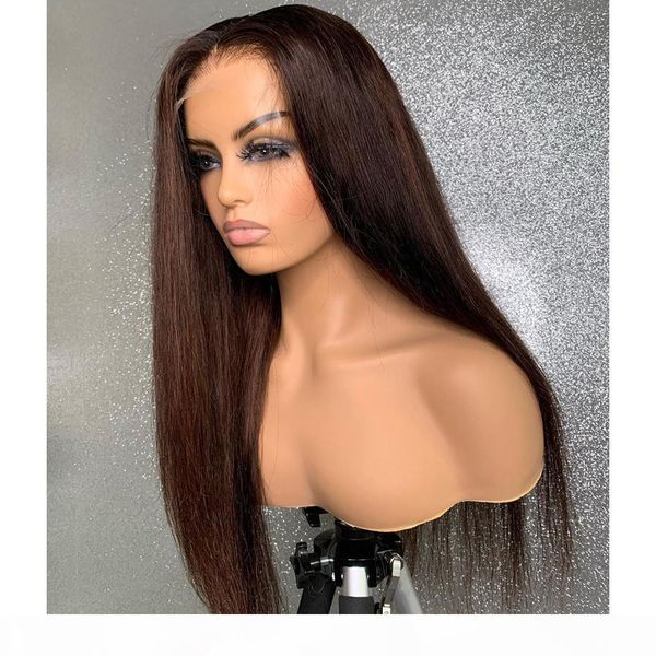 

brazilian silky straight dark brown full lace human hair wigs with baby hair 180density glueless 13x6 lace front wigs remy 360 frontal, Black