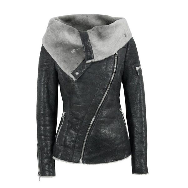 

leather coat women's new asymmetric zipper short pu jackets for women outerwear long sleeve winter fashion streetwear hoodless, Black