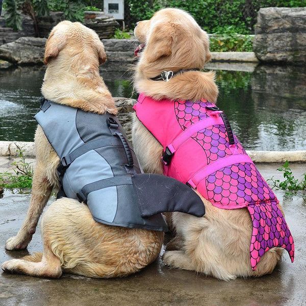 

mermaid shark dog life jacket for small large pet dog summer dog life jacket vest swimwear reflective pet clothes swimming vest