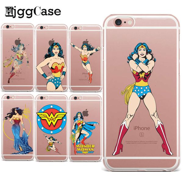 

dc cartoon wonder woman case, vip x, 8, 7, 7 plus, 6, 6s plus, 5s se transparent tpu case, vip 6s soft silicone casevfe1