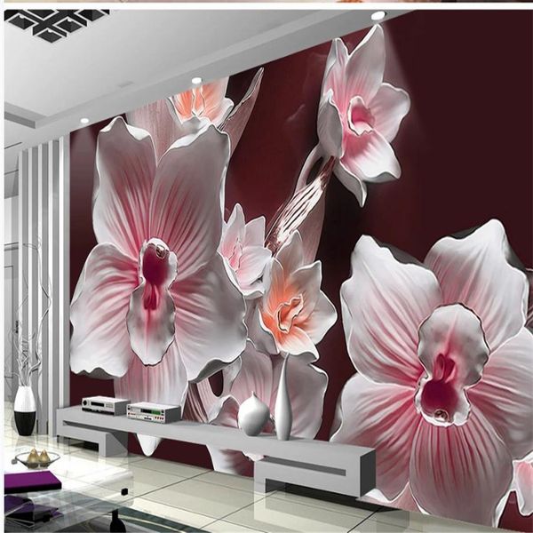 

3d stereoscopic wallpaper 3d flower embossed wallpaper tv background wall living room study background mural