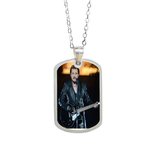 

вы можете отправить фотографии на настройку) songda classic rock singer johnny hallyday art изображение 3d печать ожерелье подвеска a2, Silver