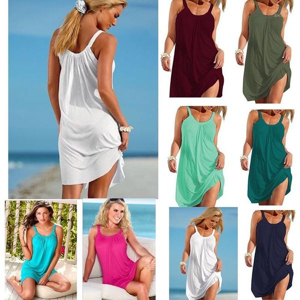 

casual dresses summer est dress loose strap suspender women beach1, Black;gray