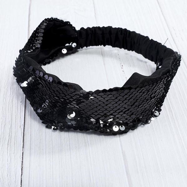 

vintage sequin headband wide glitter band elastic hairband fashion hair ribbon boutique headwear accessories for women 2019 new h wmtpll, Black;brown