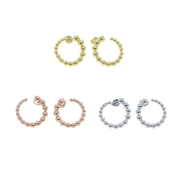 

gold color high polished circle beaded shaped earring for girl lover european women multi piercing stacking hoop huggie earrings, Golden;silver