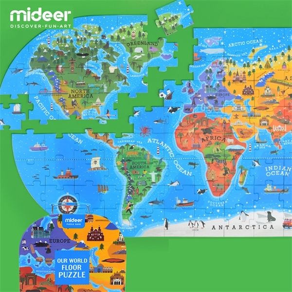 

mideer world map puzzle children's intelligence development toy baby portable gift box 100 pieces educational toys 2-6y q1214