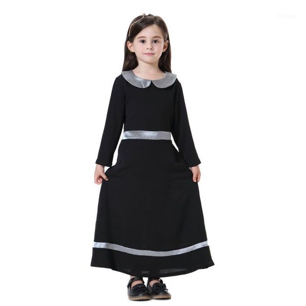 

elegant elastic muslim girls maxi dress with sashes malaysia caftan islamic gowns arabic dubai abaya oversized thobes vkdr13581, Red
