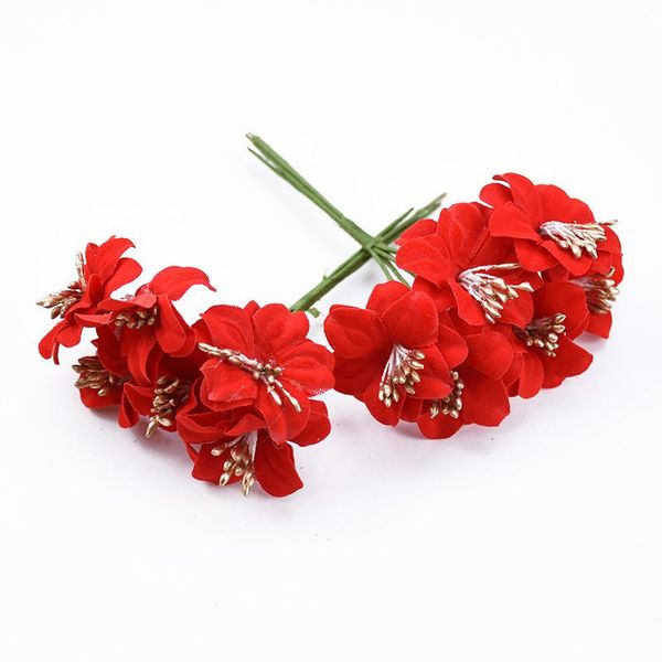 

6pcs red stamen plum blossom christmas decorations for home diy gifts box wedding decorative flowers wreaths artificial flowers f bbyzwd