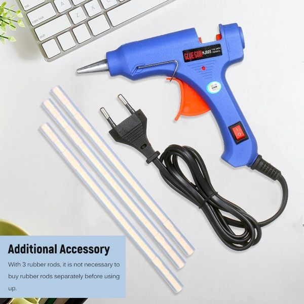 

20w melt glue gun melt glue machine diy gun with switch button blue + 3pcs 7mm bar1