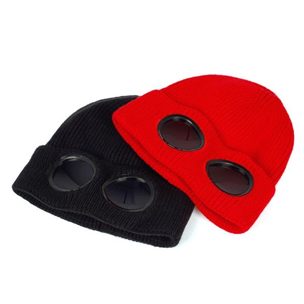 

beanies masked personality thickened winter knitted hat outdoor riding hats warm skullies ski cap with removable glasses