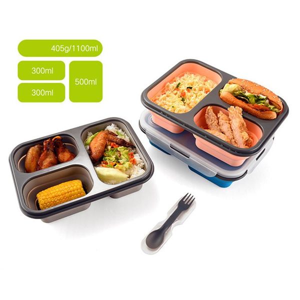 

large capacity silicone collapsible portable lunch box 1100ml microwave oven bowl bento box folding food storage lunchbox wmtufx comb2010