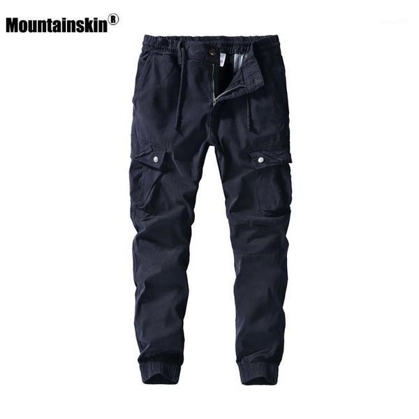 

men's pants mountainskin men's trousers 2021 spring men casual cotton fashion pockets cargo loose sports jogging male sa9081, Black