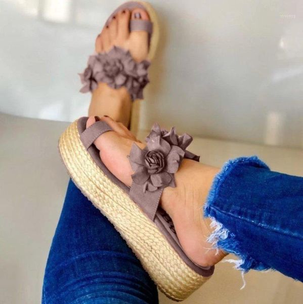 

dress shoes women slippers casual fashion mid heels plus size straw woven flowers sandals ladies outdoor wedges slippers1, Black