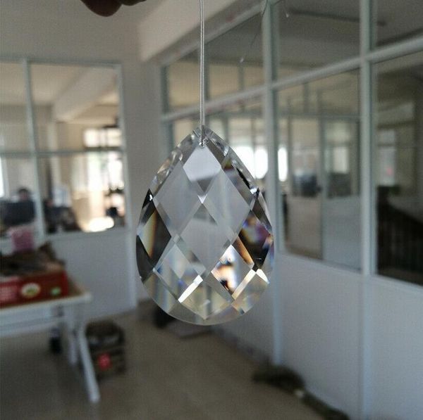

80mm glass art crystal prism pendant chandelier lamp hanging ornament diy suncatcher faceted teardrop 80mm glass h wmteam