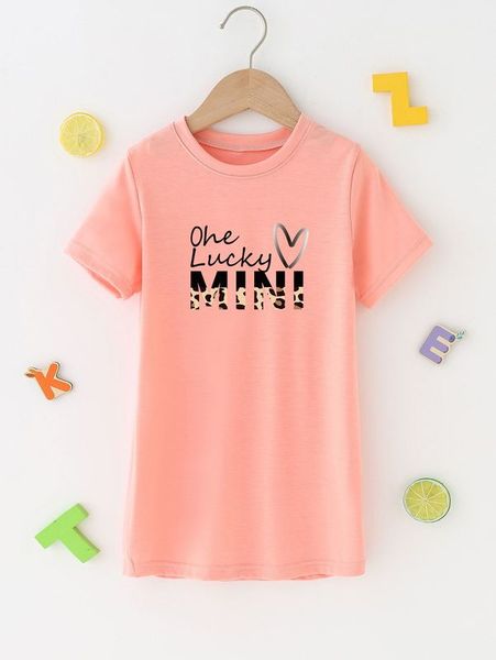 

toddler girls 1pc heart & letter graphic tee dress she, Red;yellow