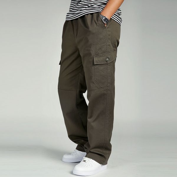 

2021 new winter greater size 4xl 5xl 6xl men's casual military cargo pants green army tactical gray male odx1, Black