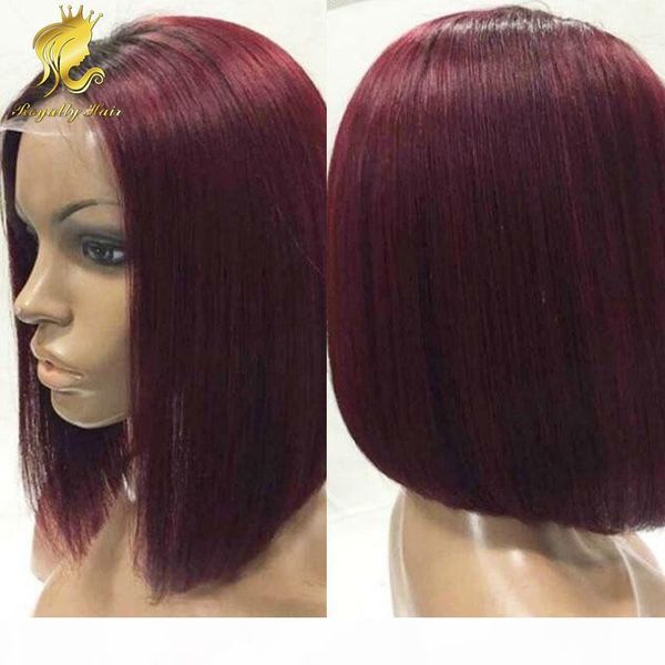 

malaysian dark roots #1b99j hair color short bob full lace human hair wigs &lace front wigs, Black;brown
