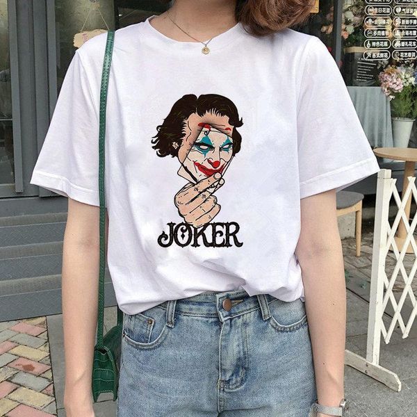 

joker t shirt women joaquin phoenix harajuku chucky horror tshirt ulzzang cartoon t-shirt graphic fashion tee, White
