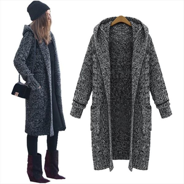 

harajuku long cardigan ladies 2020 fall casual knitting sweater women large coat jacket winter hooded sweaters jumpers, White;black