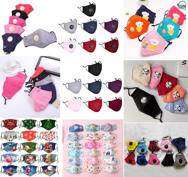 

qb5qreusable christmas cotton face masks fashion with breath valve pm2.5 filter mouth anti dust protective fabric was