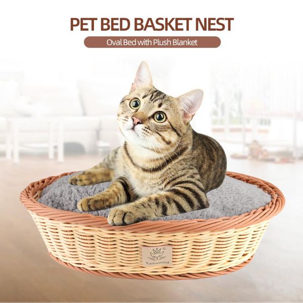 

cat beds & furniture pet bed for cats basket nest rectangle with plush blanket dogs pets sleeping product