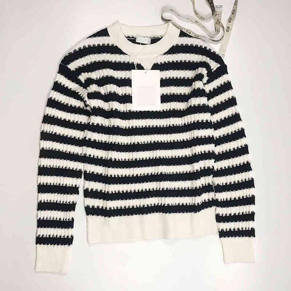 

women's sweaters style milan spring summer brand same sweater white striped pullover print regular long sleeve women clothes xue pr73, White;black