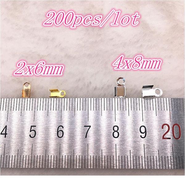 

200pcs/lot 4x8mm crimp beads cove clasps cord end caps string ribbon leather clip foldover for necklace co qylkfi