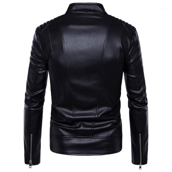 

2019 new style boutique punk men's wear locomotive multi-zipper leather coat motorcycle leather coat jacket b0131, Black