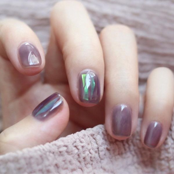 

ins new grape purple autumn winter white wearing manicure patch paper manicure patch fake nail waterproof removable piece, Red;gold