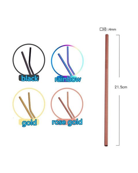 

straight colorful stainless steel straw reusable bent for coffee mason jars smoothies eco friendly straws bar drinking t