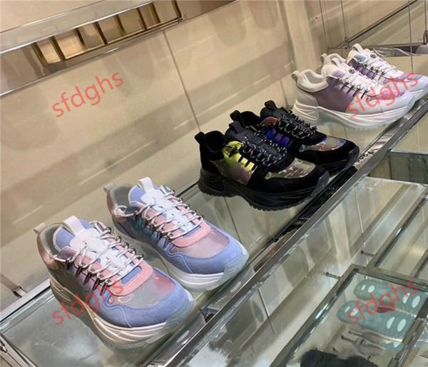

2021 run away plus men' and women' sneakers, rainbow multi-color oversized sneakers, sports shoes, causal shoes, red at the bott, Black;grey