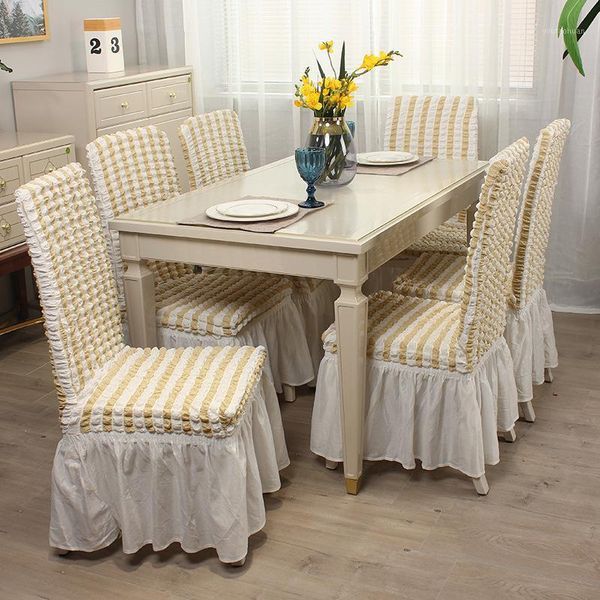 

chair covers elastic dining cover household banquet wedding el universal removable striped long hem backrest integrated cover1