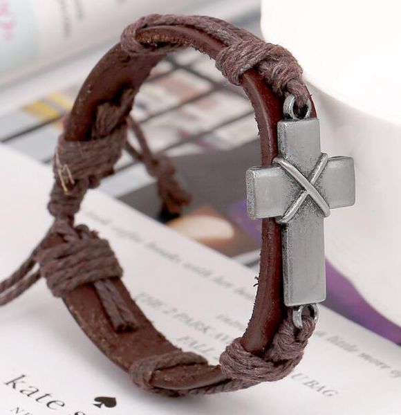 

cross men vintage charm for leather alloy jewelry braided bracelet christian jm002