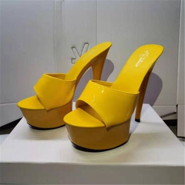 

2021 new fashion design 15cm super high heels crutches -year-old open toed sandals stripper stilettos club 74b8, Black
